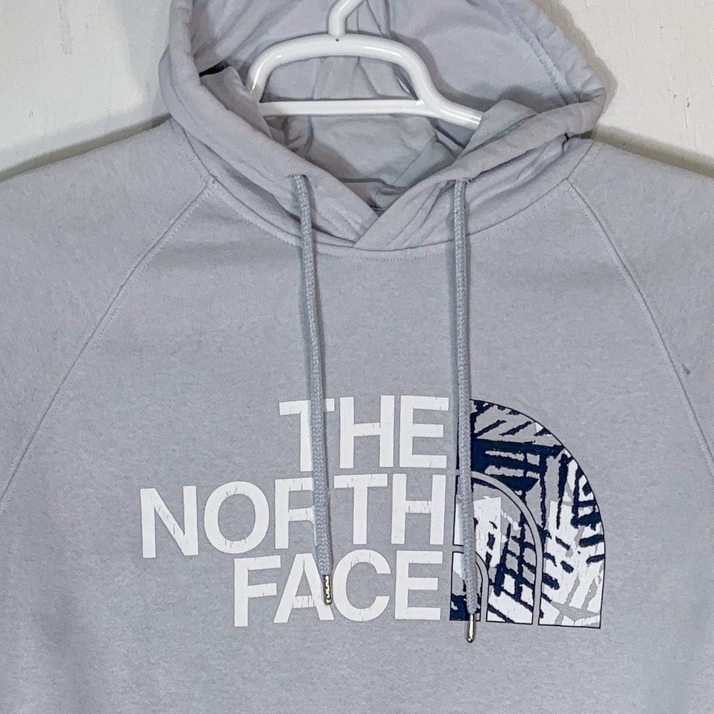 The North Face Hoodie Womens M Grey Graphic Logo Pullover Sweatshirt